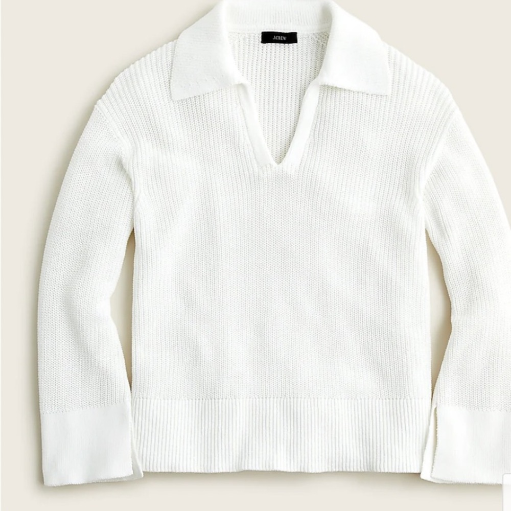 J Crew Relaxed Collar Oversized Sweater in White- Size Small